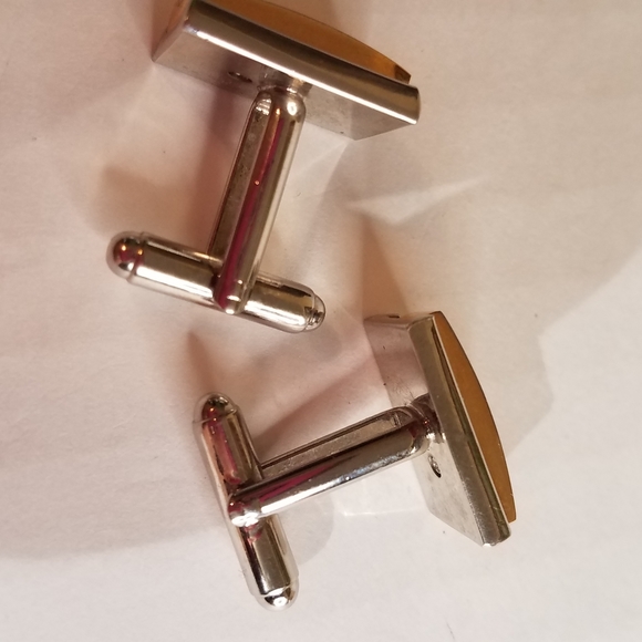 Silver and gold tone cufflink j82 - Picture 3 of 4